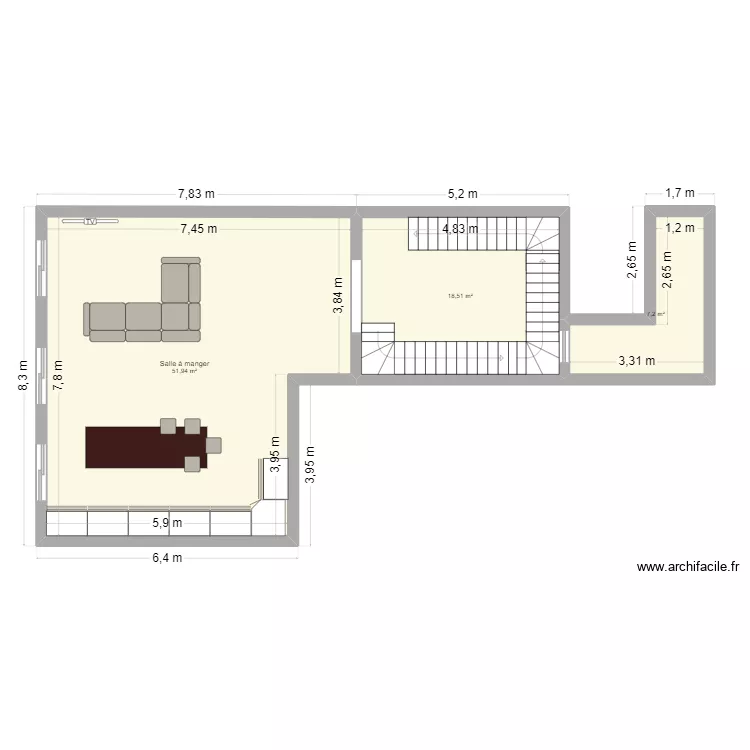 RENOVATION 124 ALS PIECE DE VIE. Plan de 3 Pièces et 78 m²