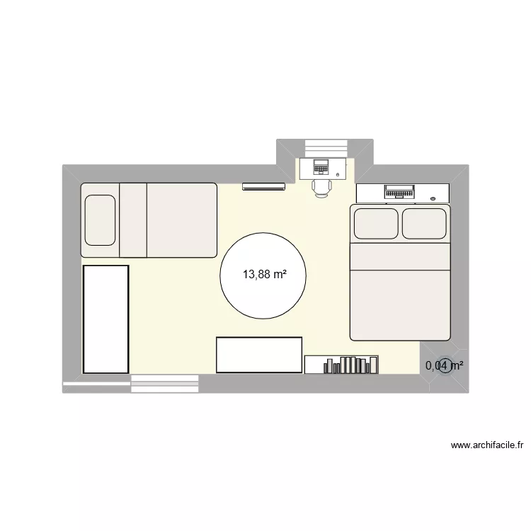 CHAMBRE2. Plan de 2 Pièces et 14 m²