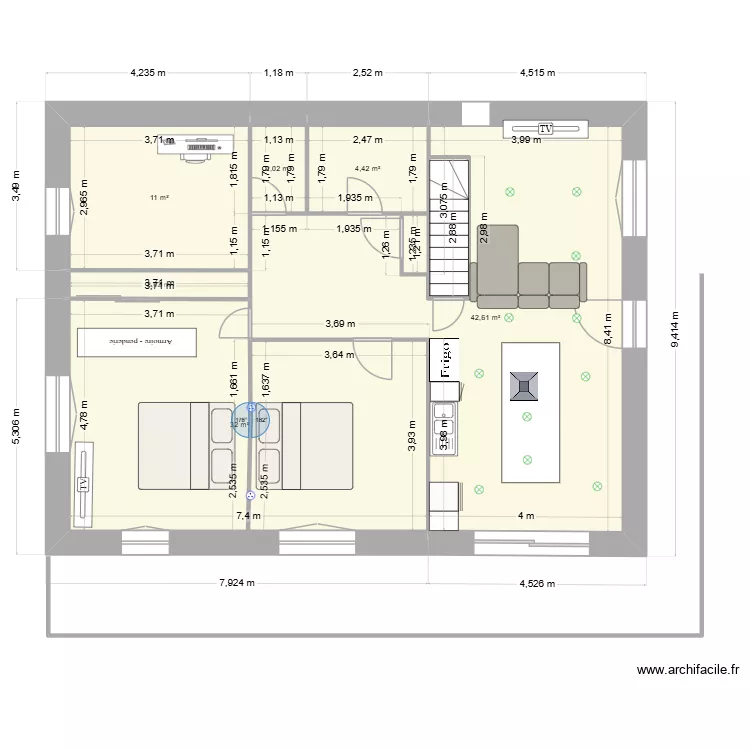 Ambre. Plan de 6  et 94 m²