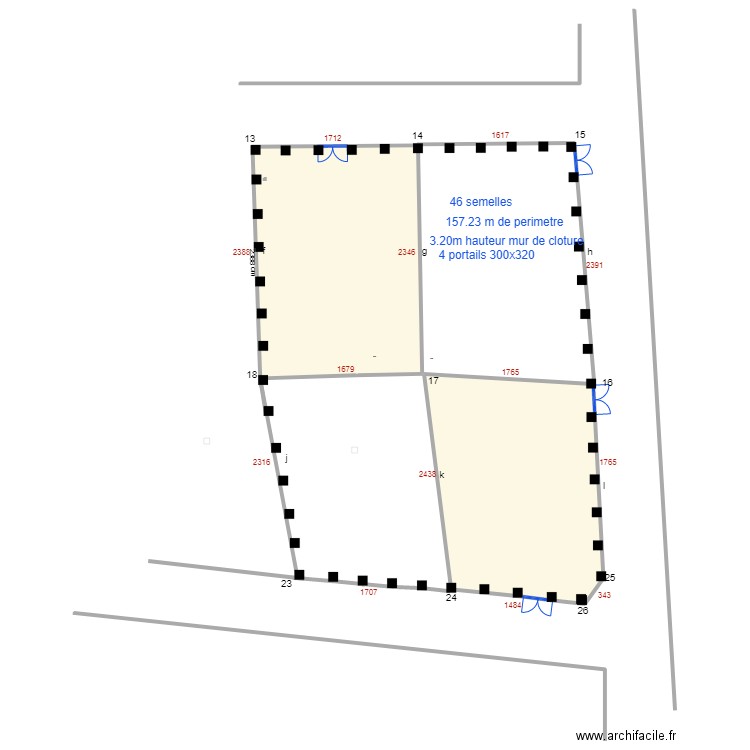 gildas parcelle semelles. Plan de 2 pièces et 740 m2