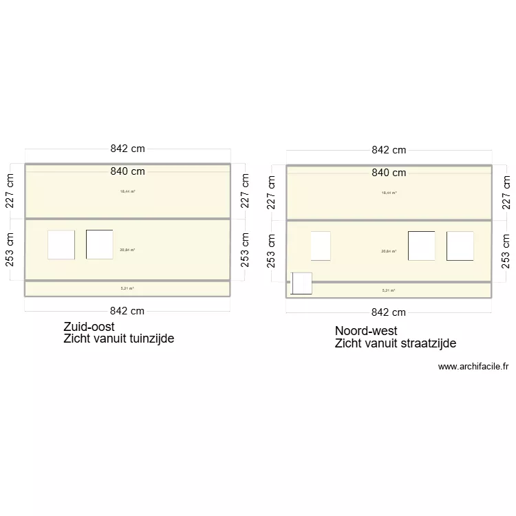maarten Straat en achter kant. Plan de 6  et 89 m²