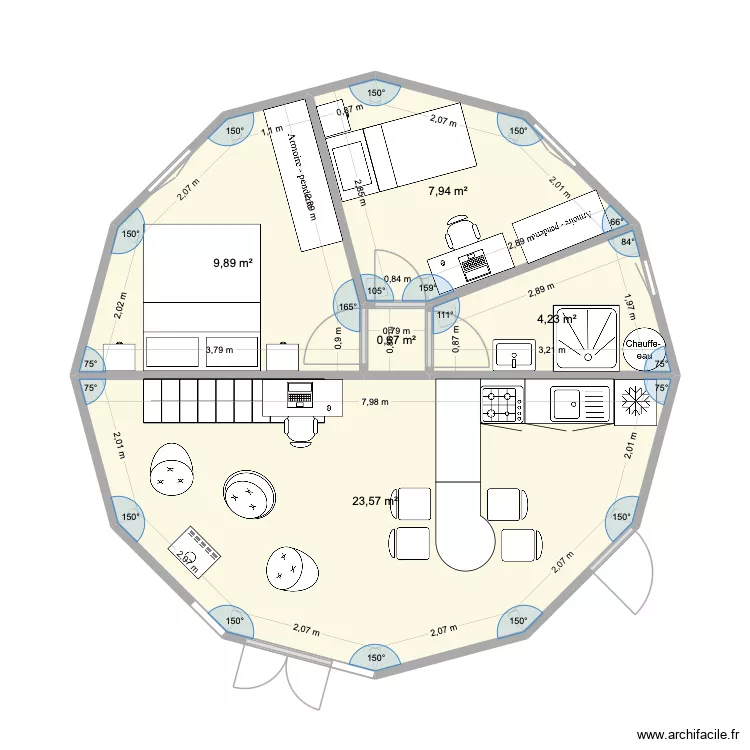 yourte 8m - maj AZA. Plan de 5 et 46 m² yourte 8m - maj AZA. Plan de 5 et 46 m²