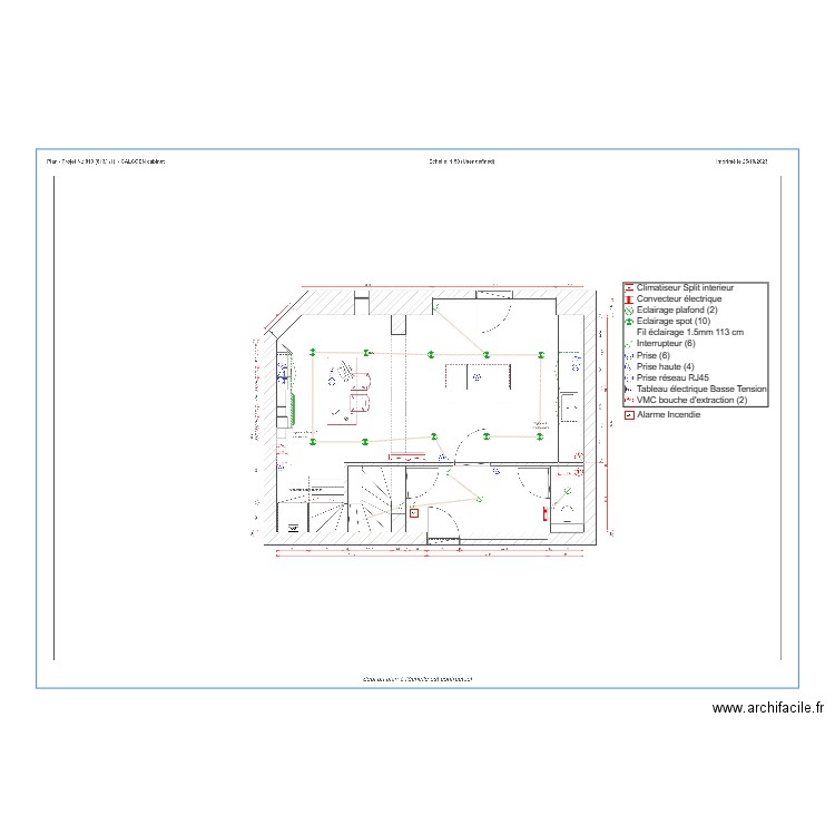 Plan Electrique  RDC Calcoen. Plan de 0 pièce et 0 m2