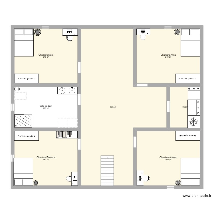 maison. Plan de 7 pièces et 175 m2