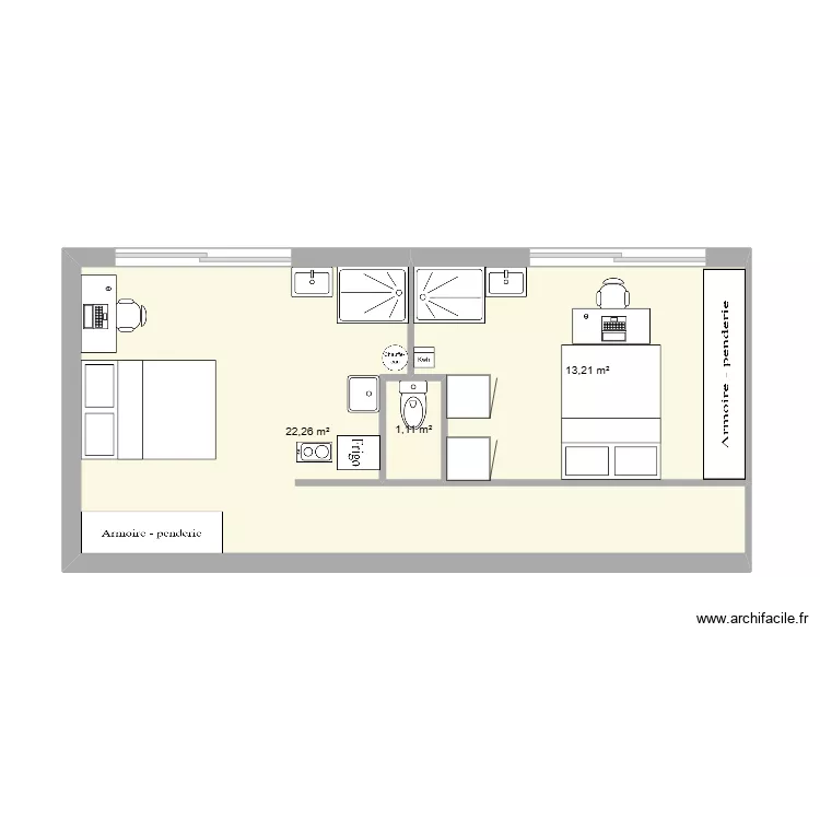 maison 2chambre. Plan de 