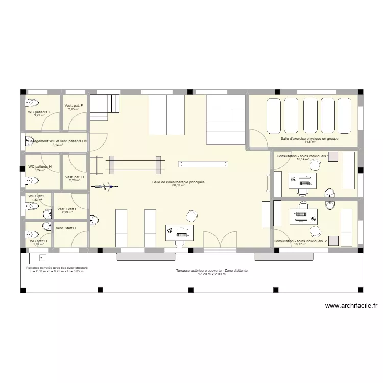 CPLR - B&acirc;timent service kin&eacute; &eacute;quip&eacute; avec L&eacute;gende. Plan de 