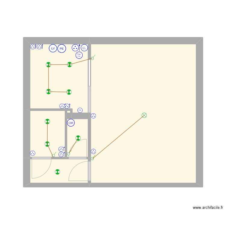 AUSONE electrique. Plan de 6 pièces et 32 m2