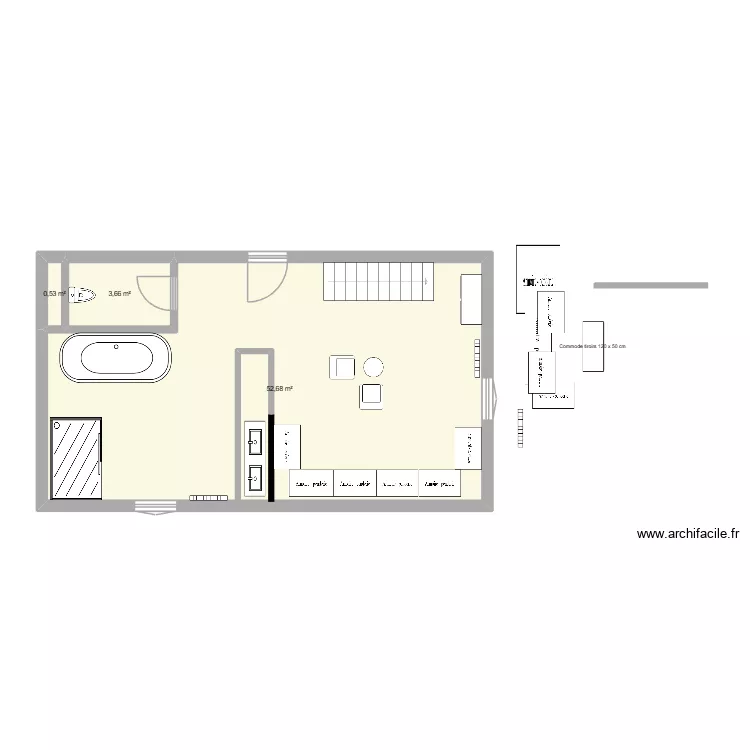 Chambre 1er étage. Plan de 3 et 57 m² Chambre 1er étage. Plan de 3 et 57 m²