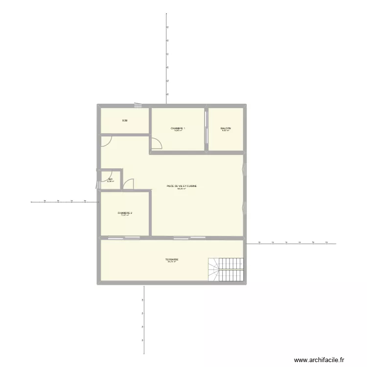 Bous étage. Plan de 7 et 129 m² Bous étage. Plan de 7 et 129 m²
