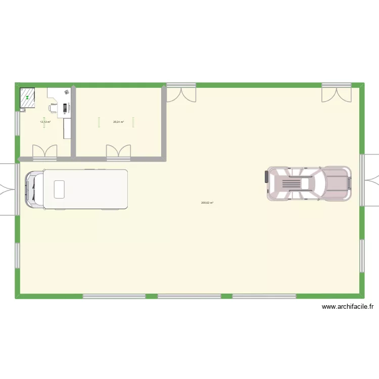 Miellerie. Plan de 3  et 233 m²