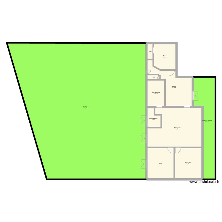 plan initial. Plan de 11 pièces et 530 m2