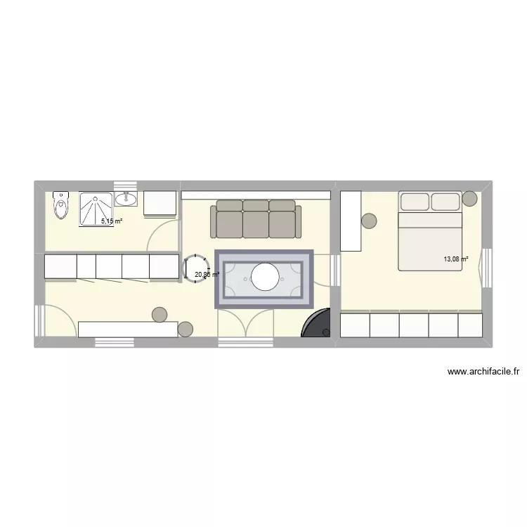 essai 3. Plan de 3 Pièces et 39 m²