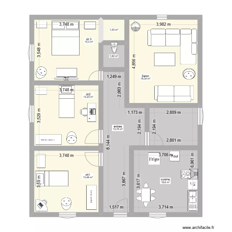 15 impassse a vaulx 1. Plan de 8 pièces et 96 m²