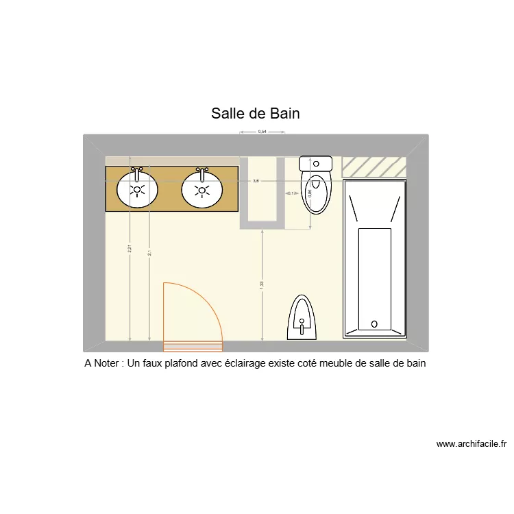 Salle de Bain AVANT. Plan de 