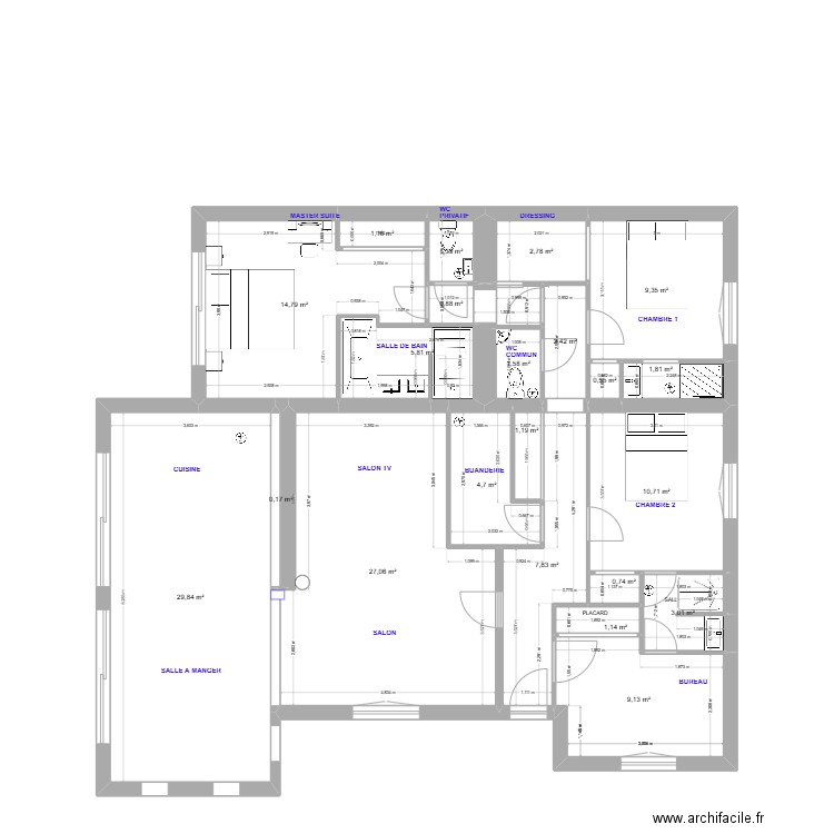 dernière BasCla 3. Plan de 22 pièces et 138 m2