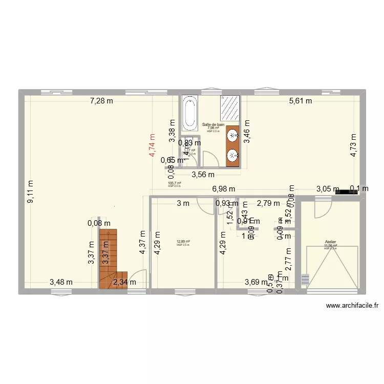 Implantation RDC. Plan de 12  et 278 m²