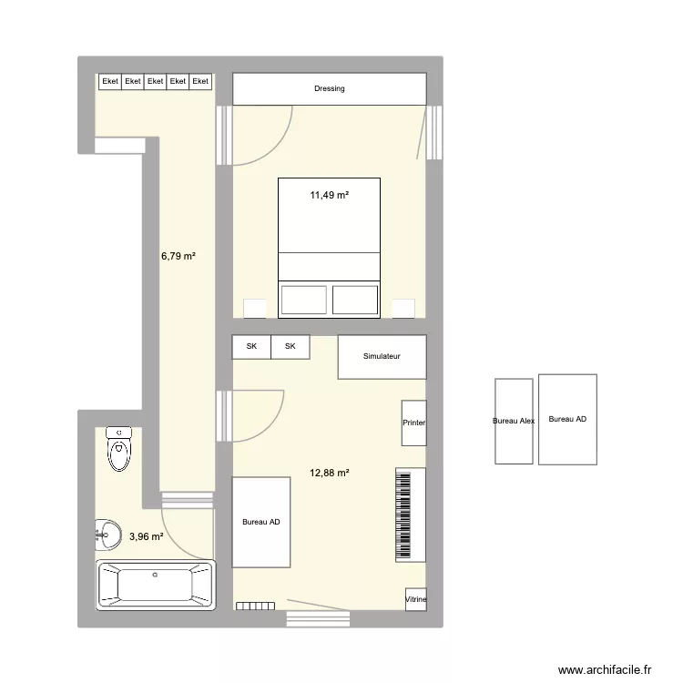Maison 2025 UP. Plan de 4  et 35 m²