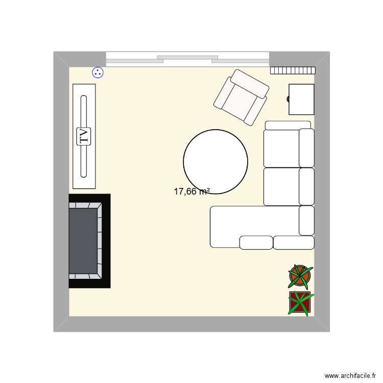 salonnnn. Plan de 1 pièce et 18 m2