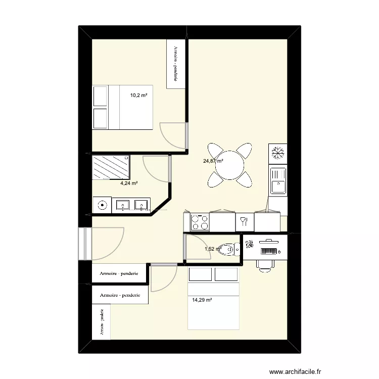 immeuble. Plan de 5  et 55 m²