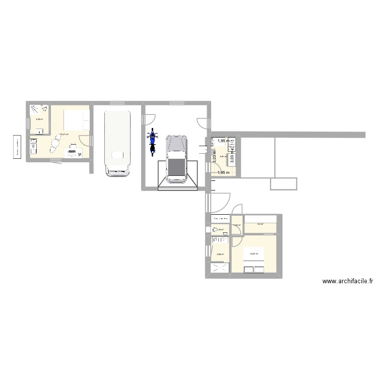 Claverie. Plan de 8 pièces et 45 m2