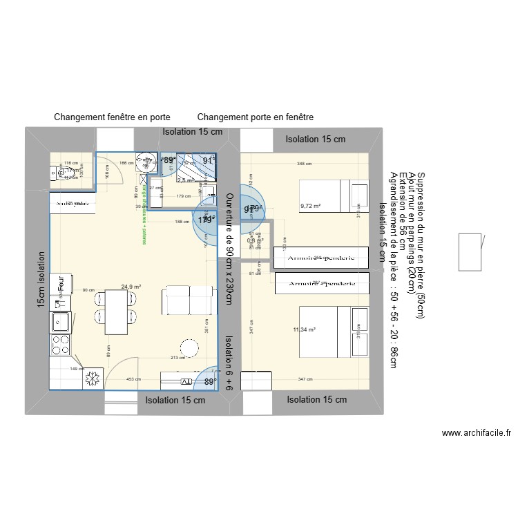 plan nouveau avec isolation et pièces6. Plan de 6 pièces et 50 m2