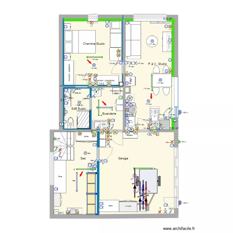 Maison du Tr&eacute;port - Studio 2. Plan de 
