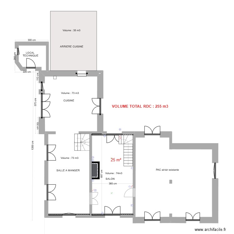 RDC etude chauffage. Plan de 0 pièce et 0 m2
