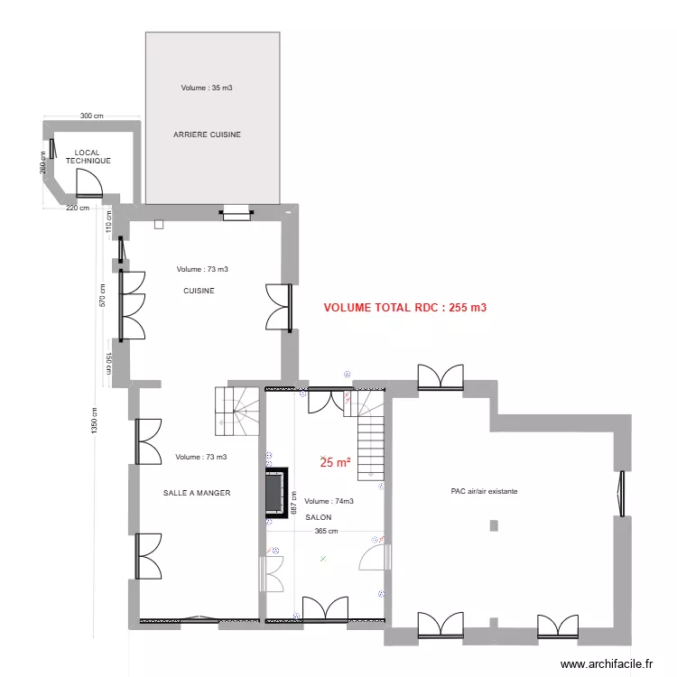 RDC etude chauffage. Plan de 