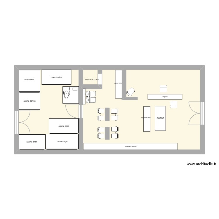 salon. Plan de 1 pièce et 52 m2