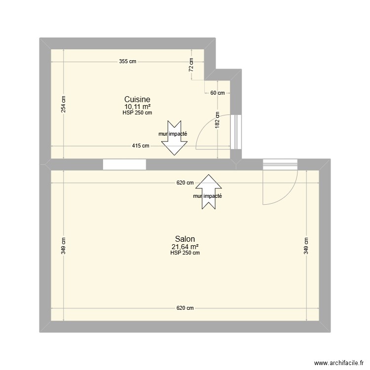 plan Forini. Plan de 2 pièces et 32 m2