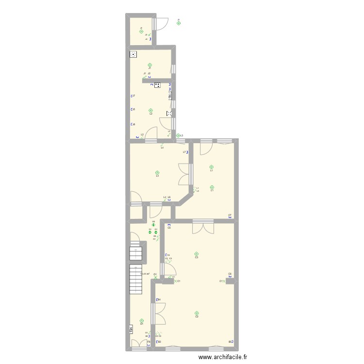 salon. Plan de 7 pièces et 104 m2
