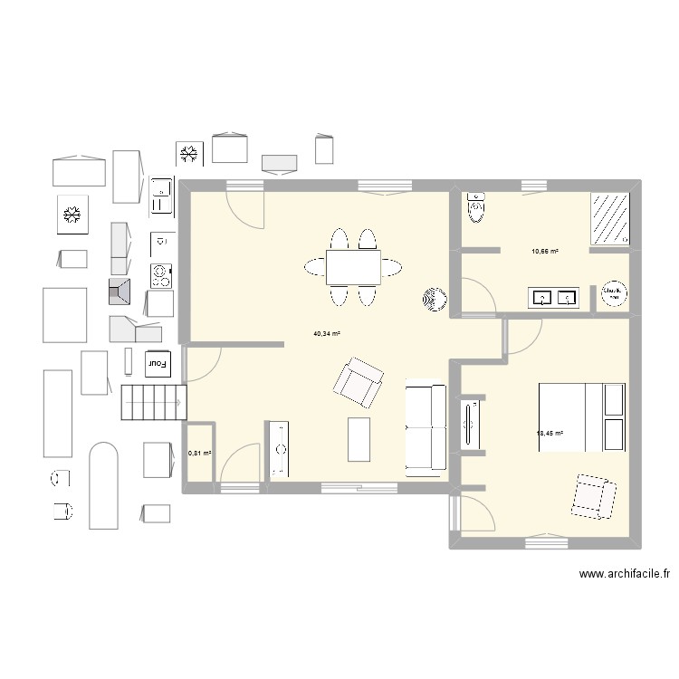 maison simone vide. Plan de 4 pièces et 70 m2