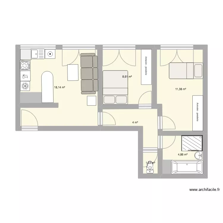 Elodie Appart V1. Plan de 6 Pièces et 48 m² Elodie Appart V1. Plan de 6 Pièces et 48 m²