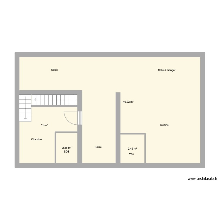 Double Flux RDC. Plan de 4 pièces et 63 m2