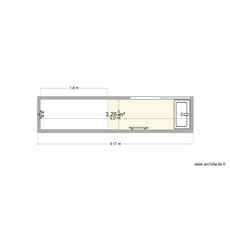 Salle d'eau parentale RDC. Plan de 