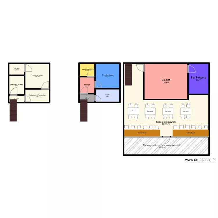 e32 100chicanes. Plan de 14  et 136 m²
