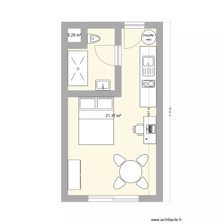 Studio 404. Plan de 2  et 22 m²