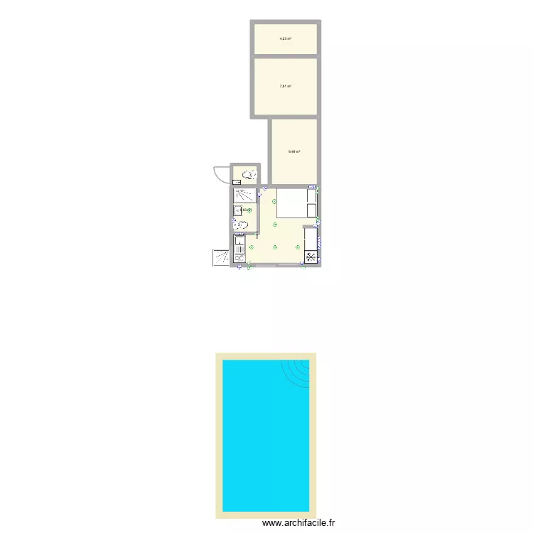 STUDIO POOL HOUSE. Plan de 