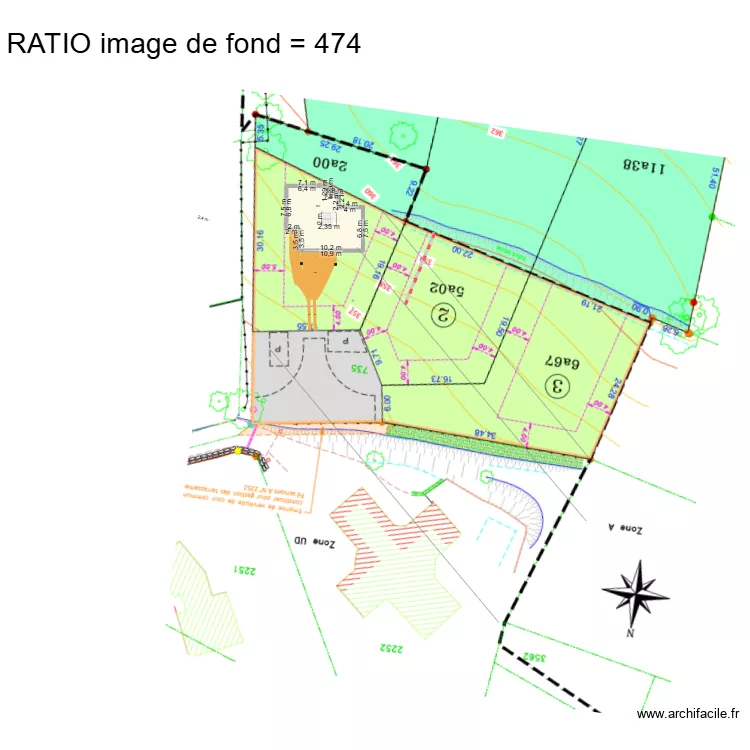 Viviers 19 plan de masse. Plan de 18  et 543 m²