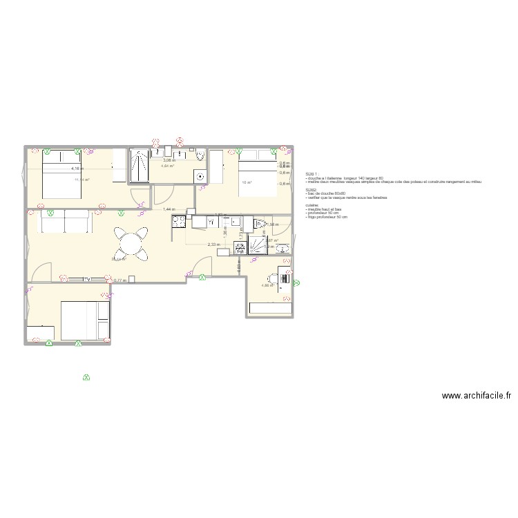 VF paris 18 Vfinale. Plan de 6 pièces et 69 m2