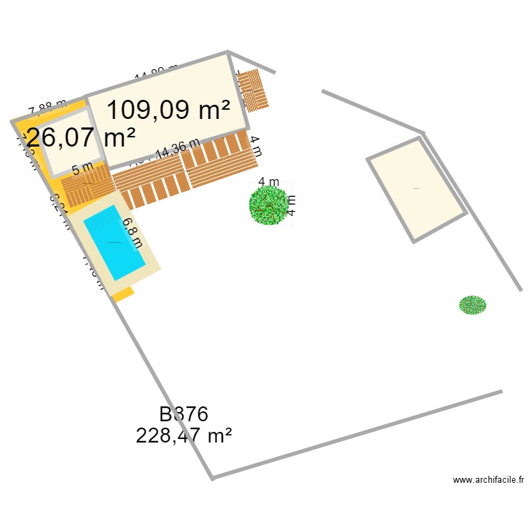plan carport et veranda plus piscine. Plan de 3 pièces et 184 m2