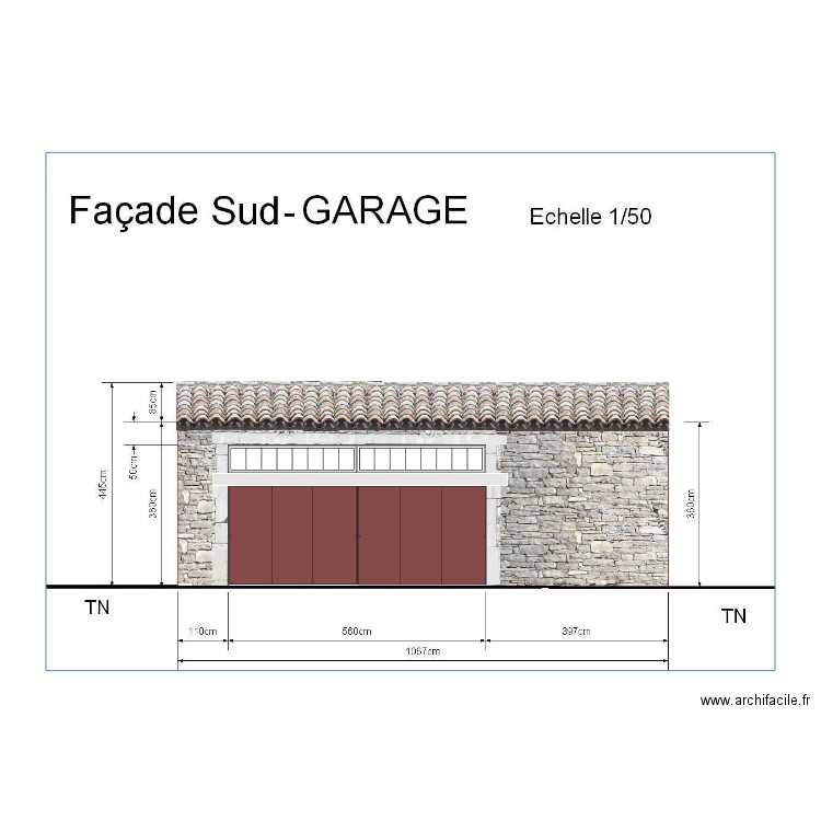 GARAGE FACADE - SUD. Plan de 0 pièce et 0 m2