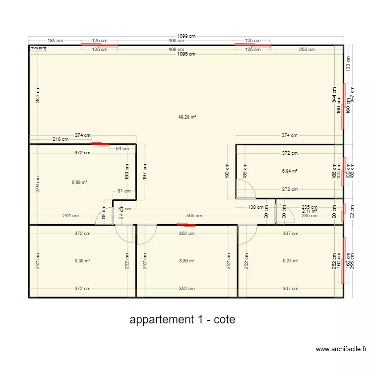 appartement1-F6-boulangerie. Plan de 