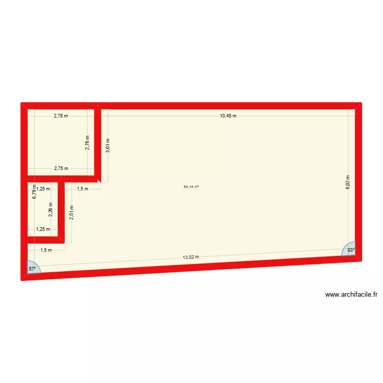 plan. Plan de 1  et 84 m²