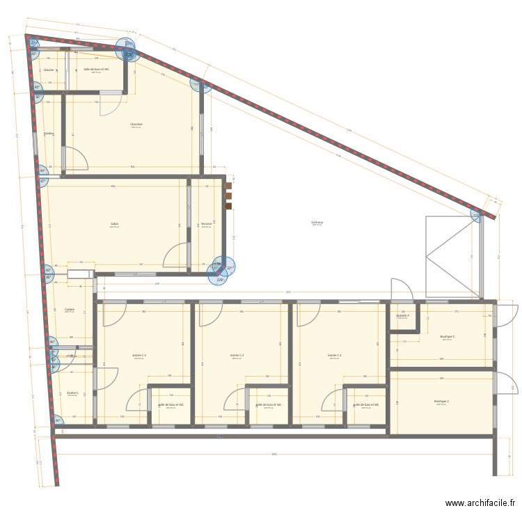 Hounmassè. Plan de 21 pièces et 183 m2