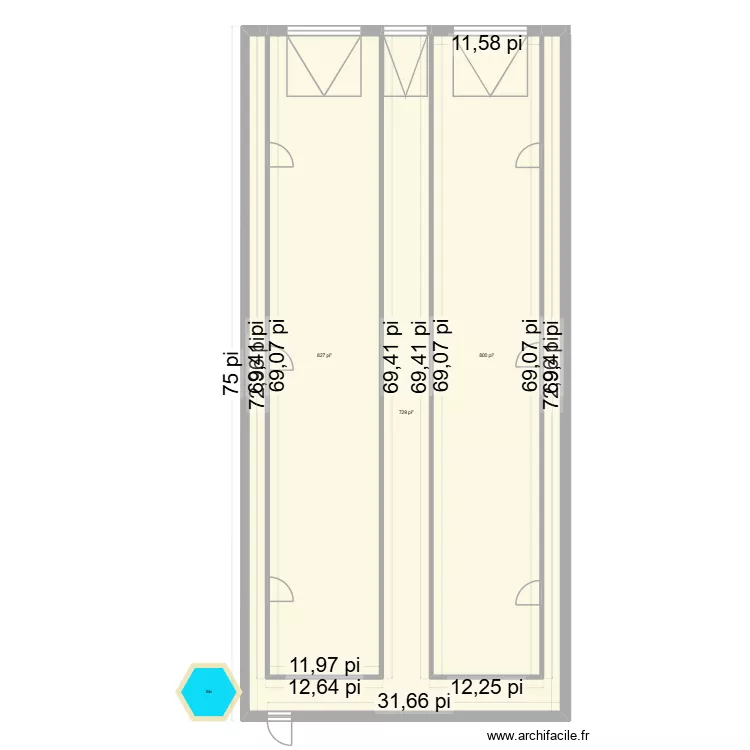 Ferme mouton. Plan de 3 pièces et 219 m²