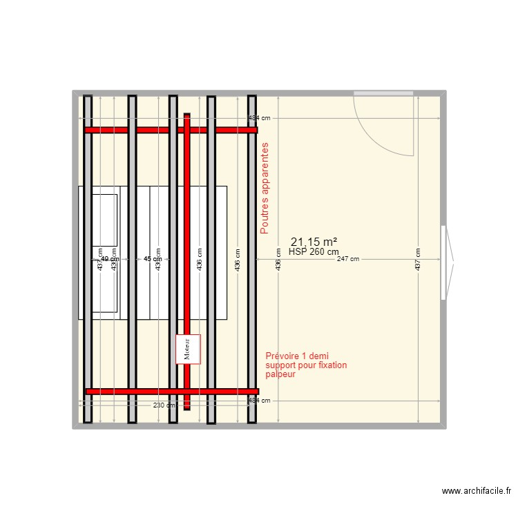 BAUDRY CHAMBRE. Plan de 1 pièce et 21 m2