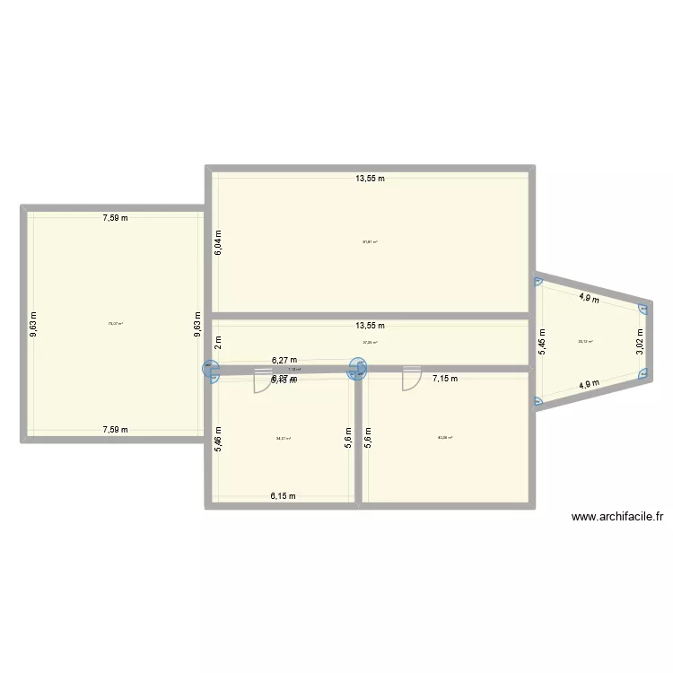 renov batiment indus et bureau. Plan de 7  et 277 m²