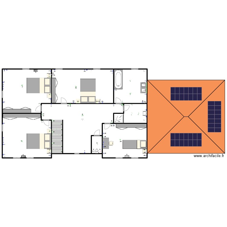 1er projet. Plan de 8 pièces et 2495 m2