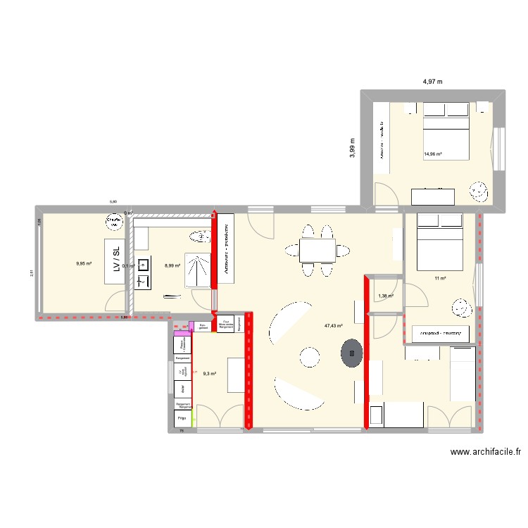 21/04 VALIDÉ ESSAI. Plan de 9 pièces et 103 m2